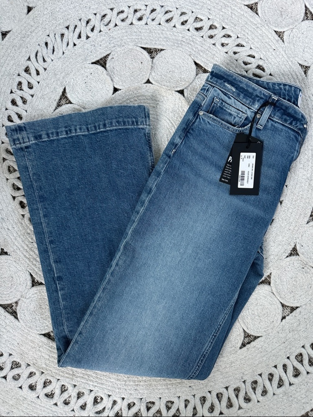 NWT PAIGE Leenah slim wide leg denim jeans 28 volar distressed $250 - Picture 4 of 12